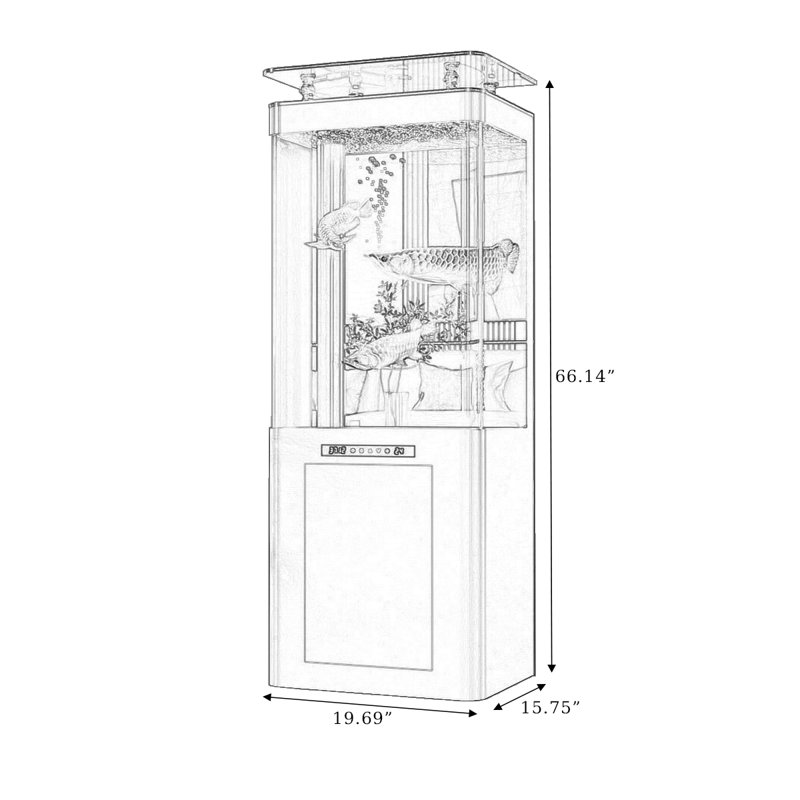 Aquarium 45-52 gallons, 52 gallons (H 66,14 po x l 19,69 po x P 15,75 po), Blanc / Gris