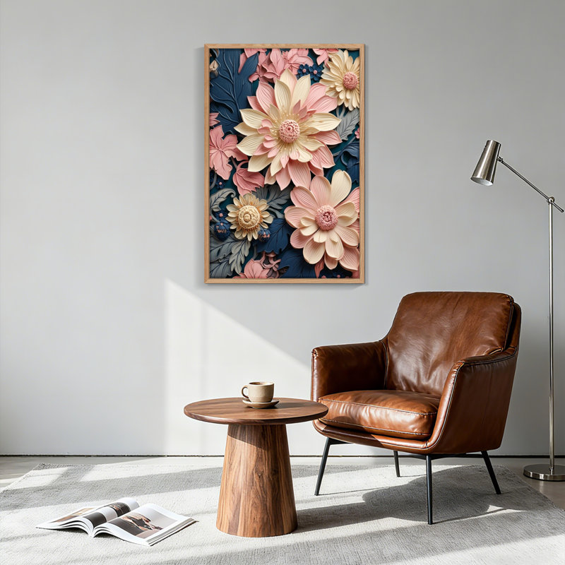 Ensemble de 1 tableau sur toile à motif floral, 36"H x 24"W, Natural