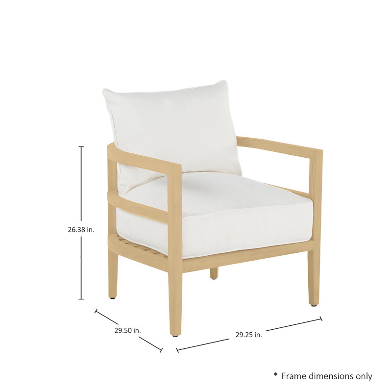 Santa Barbara N-Dura Wood Outdoor Lounge Chair, Welt + Dream Fill, Check Plaid Taupe, Natural