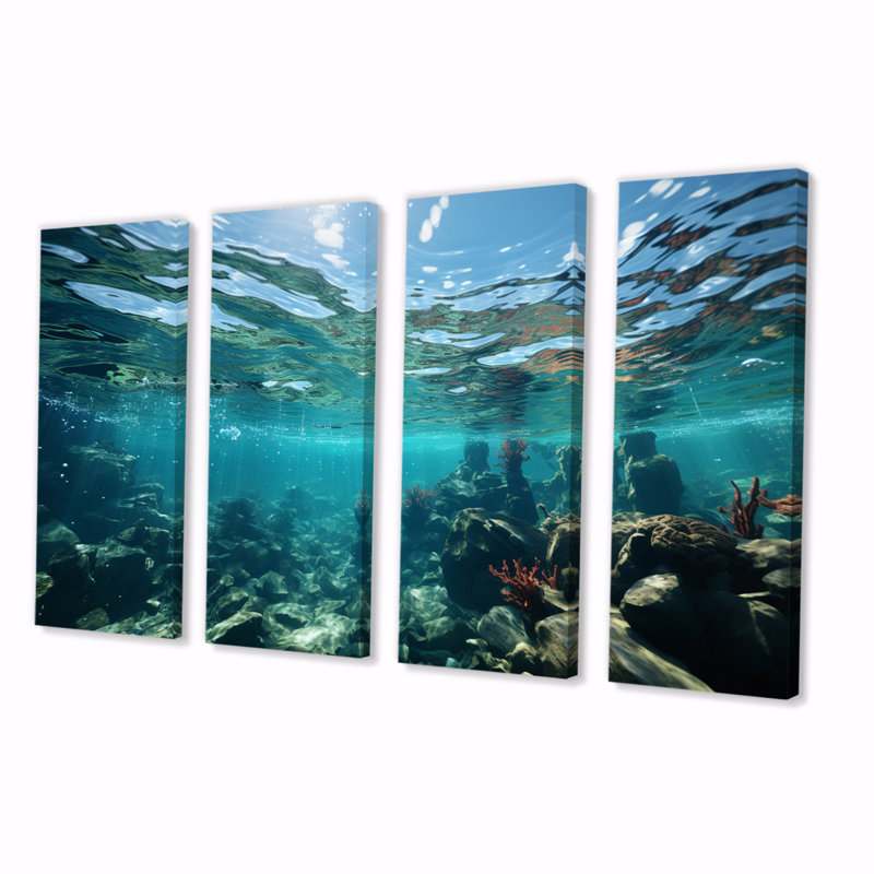 Teal Ocean Marine Majesty Under Water - 4 pièces sur toile tendue