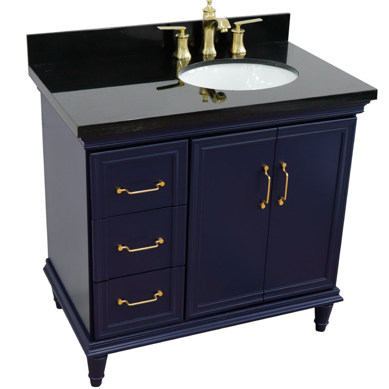 Ensemble de meuble-lavabo simple 37 po Lenglen, Bleu