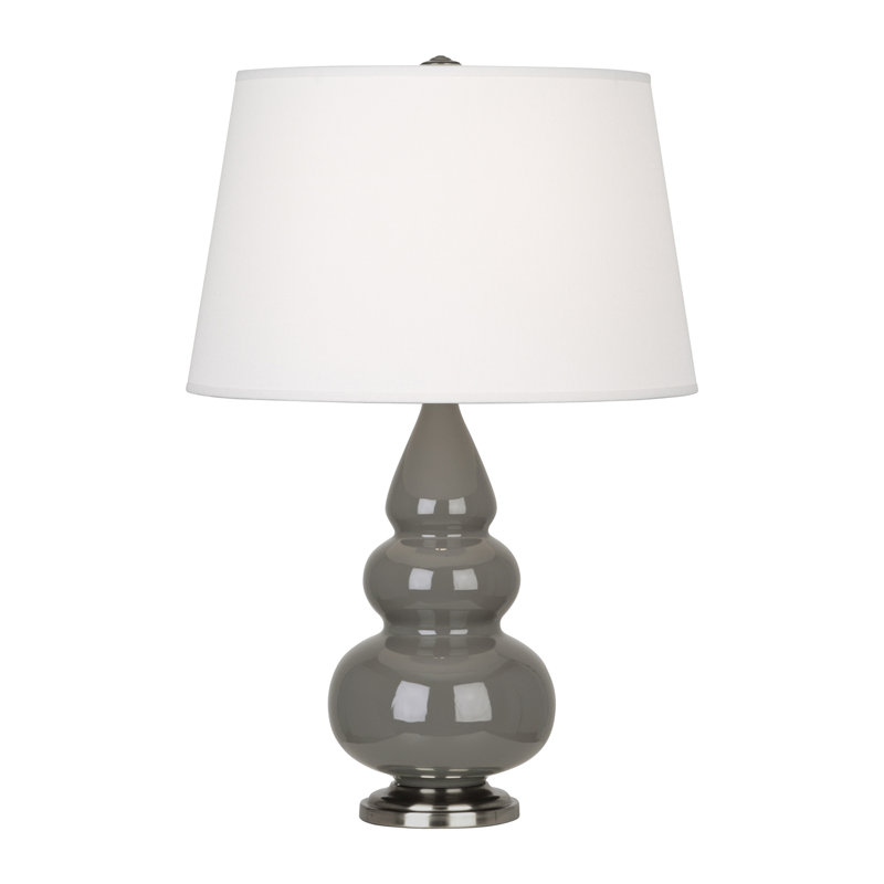 Small Triple Gourd Ceramic Table Lamp, Ash/Antique Silver, Antique Silver