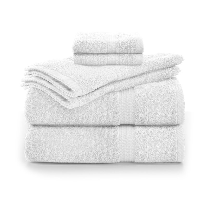 Essentials 6-Piece Bath Towel Set, Optical White