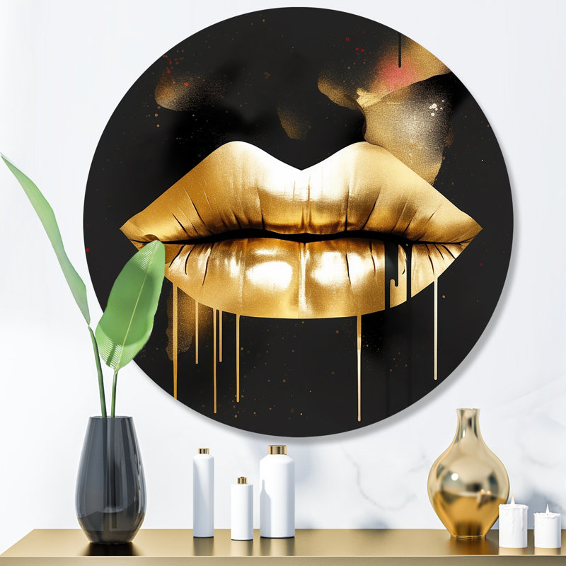 Marielly Gold Lips Of Luxury II, H 23 po x l 23 po x P 1 po