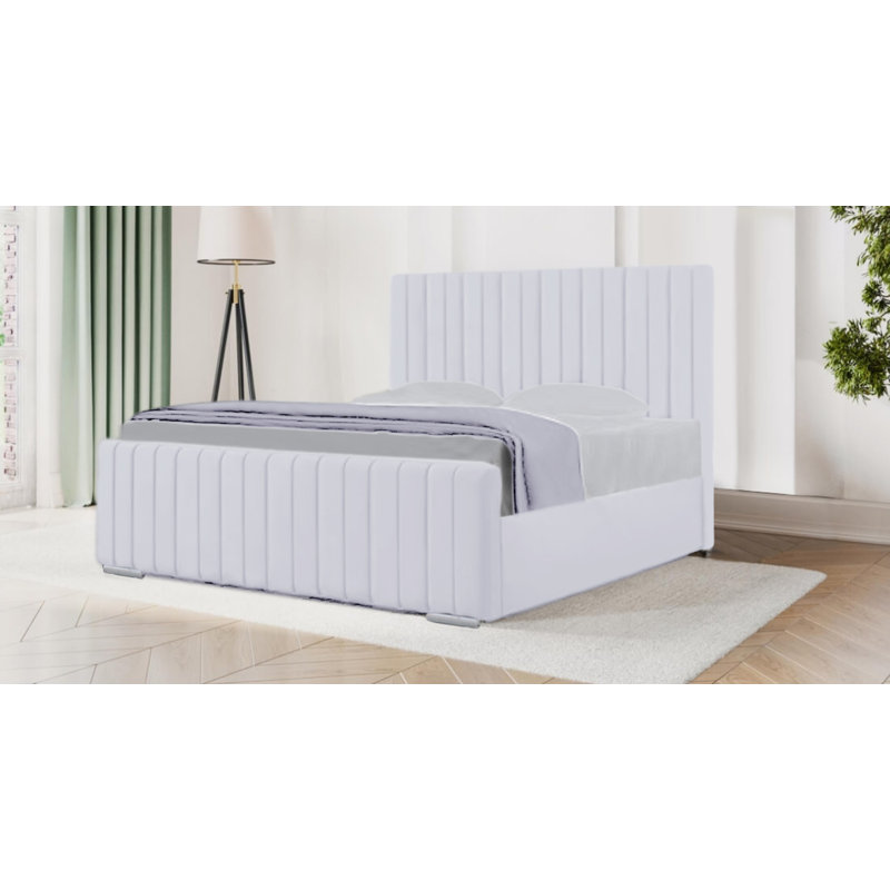 Auburta Upholstered Bed, White, Kingsize (5')
