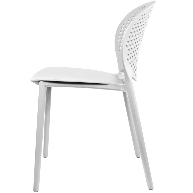 White Armless Polypropylene Stackable Outdoor Dining Chairs, Set of 2