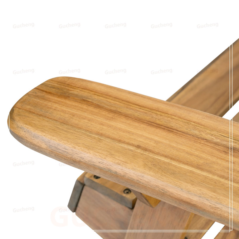 Chaise Adirondack pliante avec dossier à lattes et accoudoirs larges, parfaite pour la terrasse extérieure et le jardin