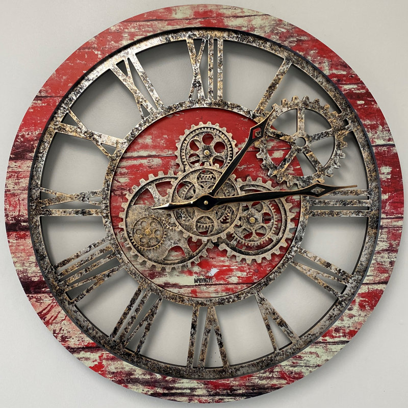 Solid Wood Wall Clock, Red Lava
