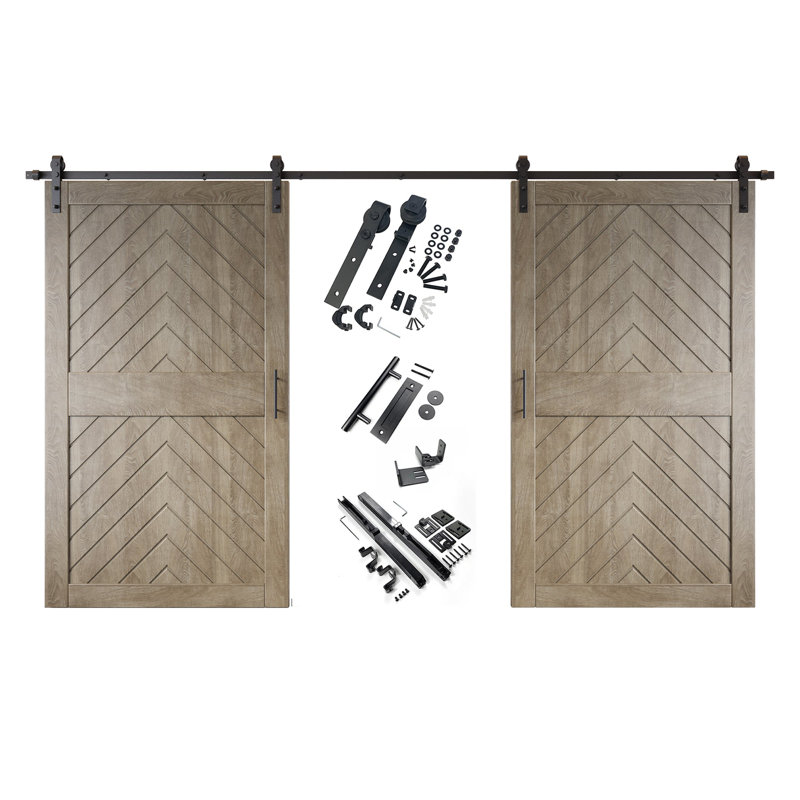 Porte de grange à deux granges avec support d'installation non-by-pass de 42 po x 84 po Homacer, 42 po x 84 po
