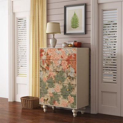Retro Five-Drawer Storage Cabinet Accent  Chest