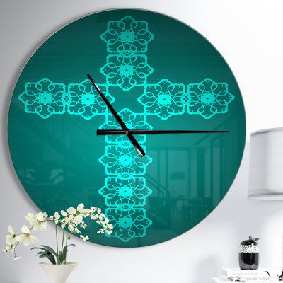 Turquoise Holy Cross - Modern wall clock