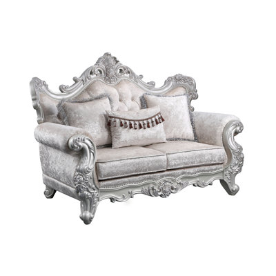 Melrose Traditional Loveseat Champagne With Silver Brush