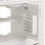 Meuble-lavabo blanc 42 po avec lavabo en céramique 42 po - Armoire autoportante à 4 tiroirs (top 2 avec séparateurs), portes à fermeture en douceur avec tablettes intérieures, porte-serviettes latéral réversible, poignées argentées, panneau de fibres à densité moyenne