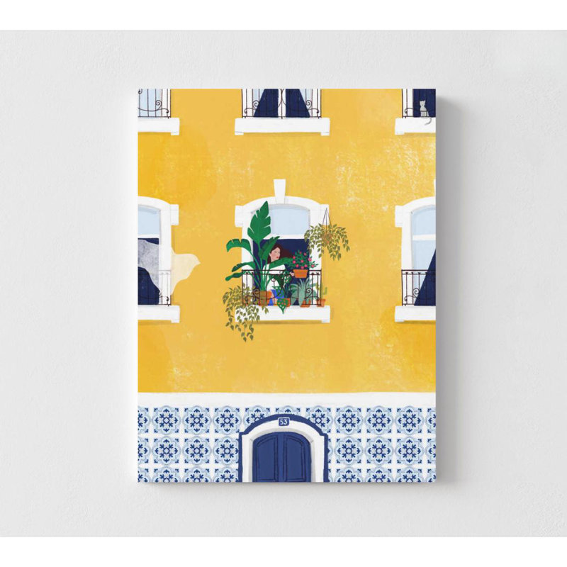 Affiche de fenêtre de Lisbonne - impression d'art méditerranéen coloré, H 16 po x l 12 po, Impression sans cadre