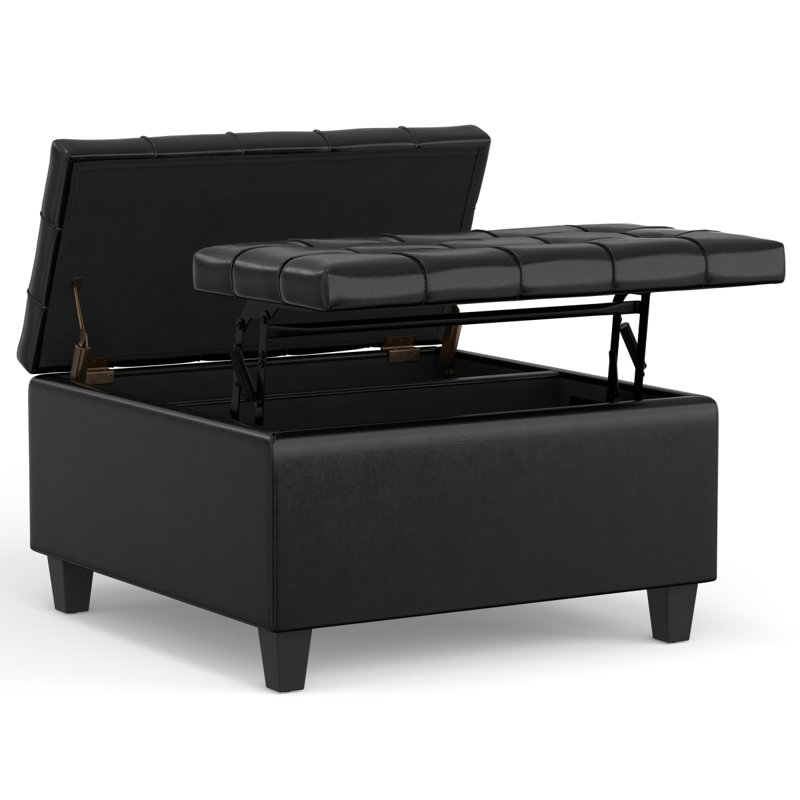 Table basse avec repose-pieds Harrison, H 16,5 po x L 30 po x l 30 po, Noir, noir, noir, noir