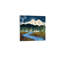 «Starry Night Snow Mountain», art mural en bois encastré ， 16 x 16