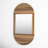 Mirror Mango Wood and Glass Arched Boho Design 34"x18"x1" Brown with Carved Woodgrain Texture for Home Office Bedroom Living Room Wall Decor Vertical Hanging Oval Frame Rustic Finish.