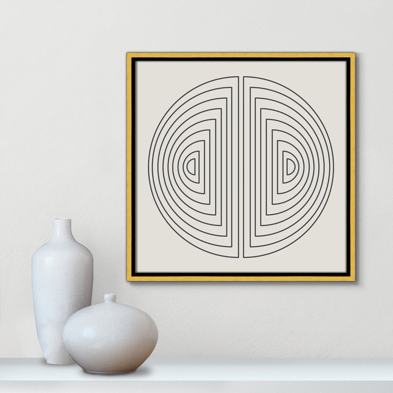 «Semi Moons» par Julia Balfour - reproduction imprimée, H 17,5 po x l 17,5 po x P 2 po, Toile encadrée d'or