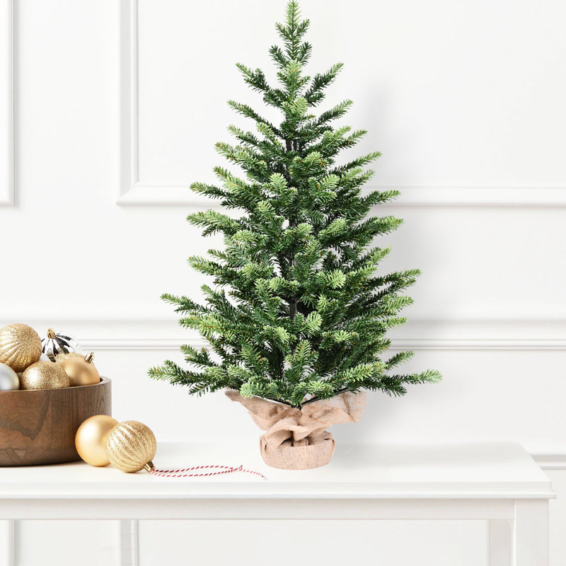 Sapin de Noël miniature de 60 cm, 230 branches, couleur PE (polyester), idéal pour les fêtes et les petits espaces de bureau.