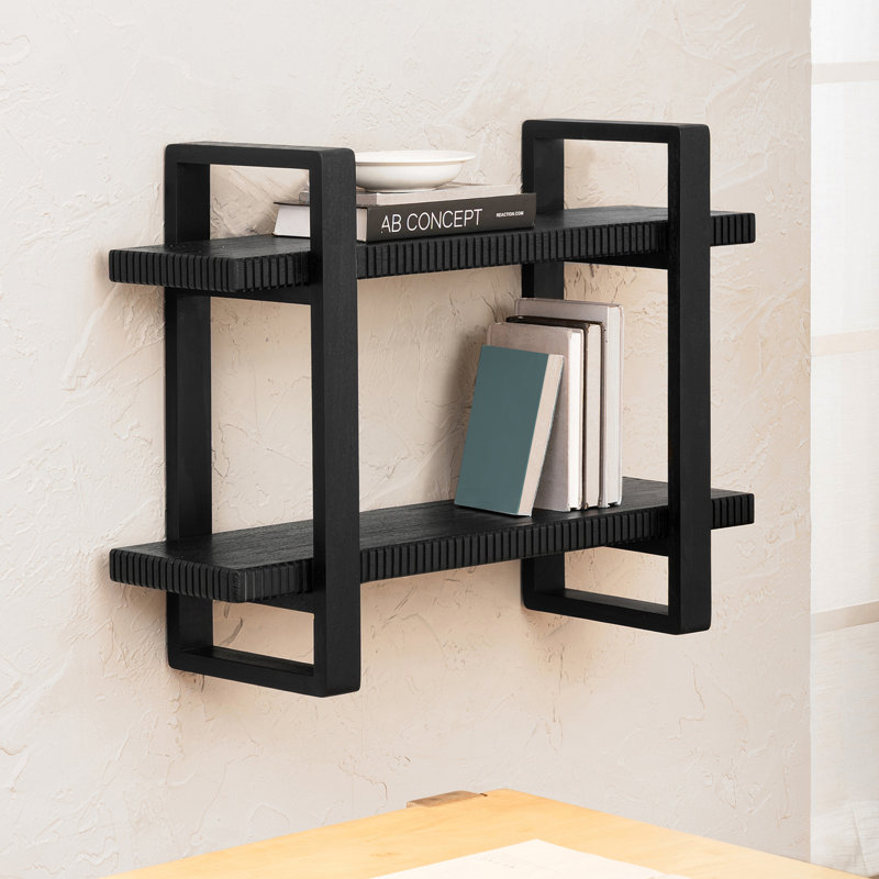Tablettes murales en bois massif Urbana, Noir