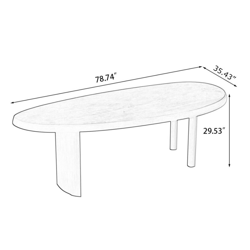 Brown Free form Solid Wood Dining Table, 29.53"H x 78.74"L x 35.43"W