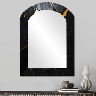 Abstract Geode Gold III - Miroir décoratif asymétrique en marbre