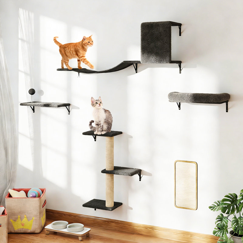 Tablettes murales pour arbre à chat, gris