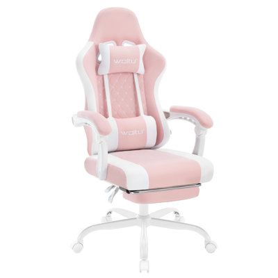 Gaming Chair With Pocket Spring Cushion, Massage Ergonomic Office Chair, Wide Padded Swivel Computer Chair With Massage Lumbar Pillow Footrest, 150kg Load, Mesh Fabric