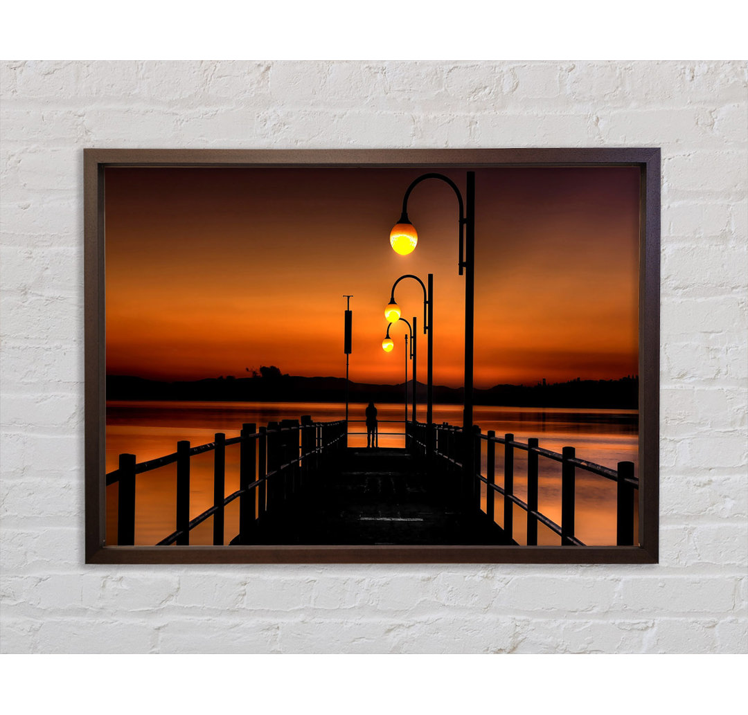 Pier Sunset Orange - Einzelner Bilderrahmen Kunstdrucke auf Leinwand