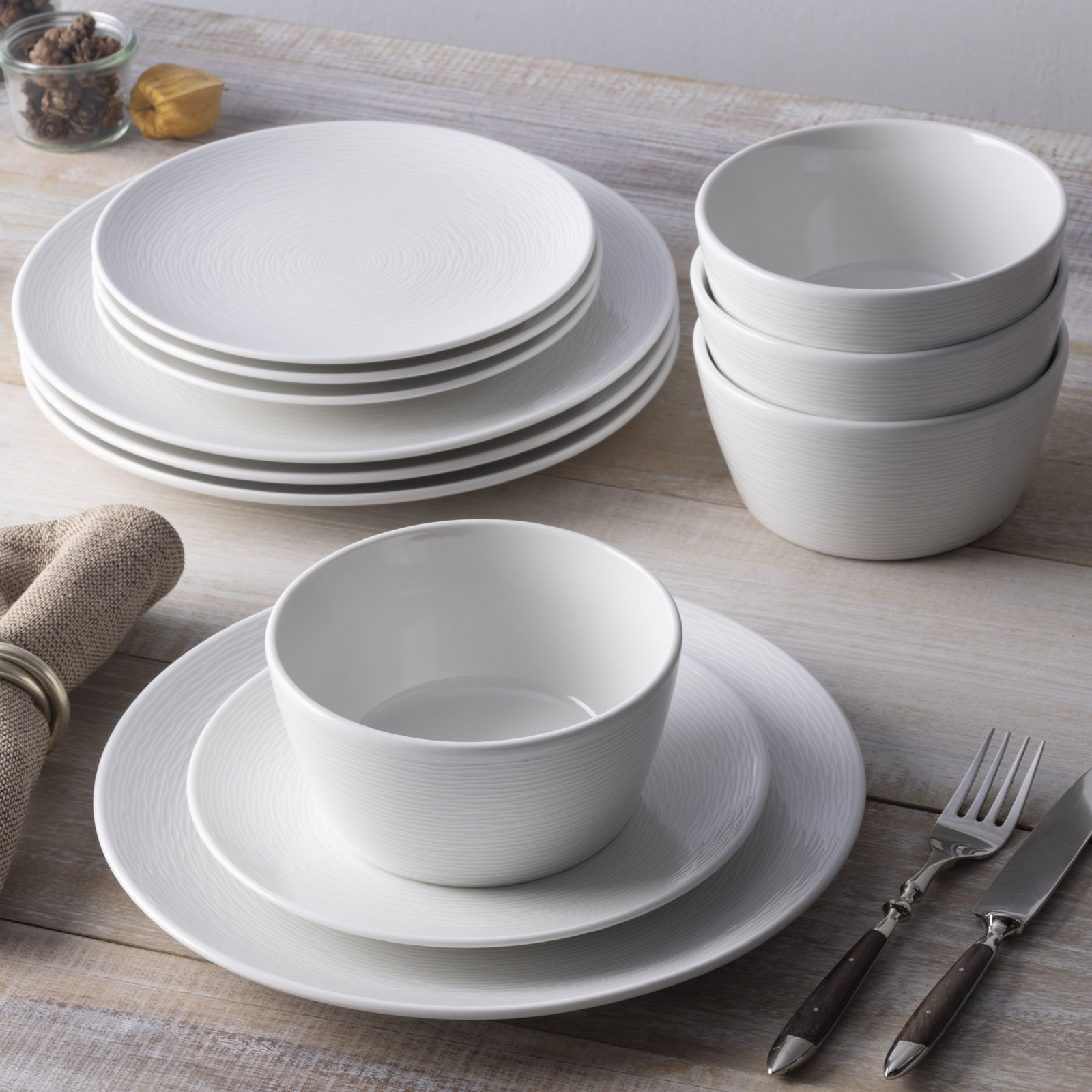Noritake Colorscapes Swirl Coupe Dinner Plates, 11", White