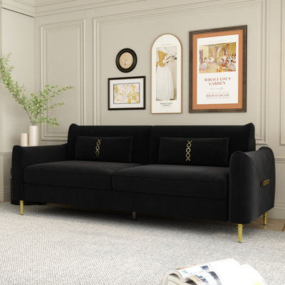 Linette 85.43'' Velvet Rolled Arms Sofa -  Mercer41, B5823E9B823B4357A0AD40BE404DACBA