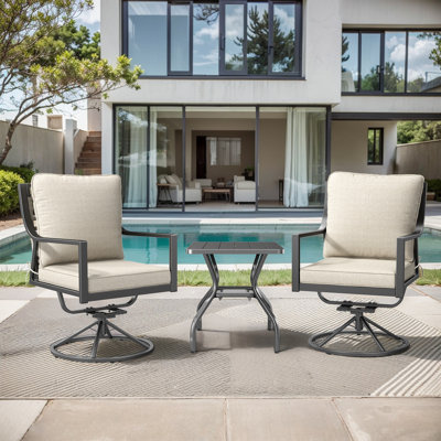 Ensemble de chaises de patio à bascule pivotantes avec table d'appoint Merlene