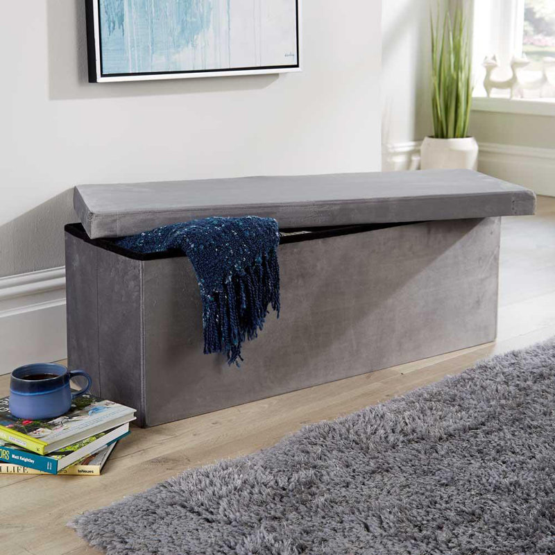 Geonte 100cm Wide Velvet Rectangle Wide Storage Ottoman