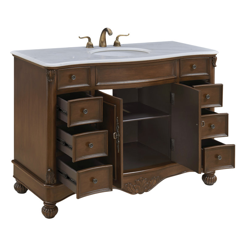 Ensemble de meuble-lavabo simple 48 po Mannie, Teck, Blanc
