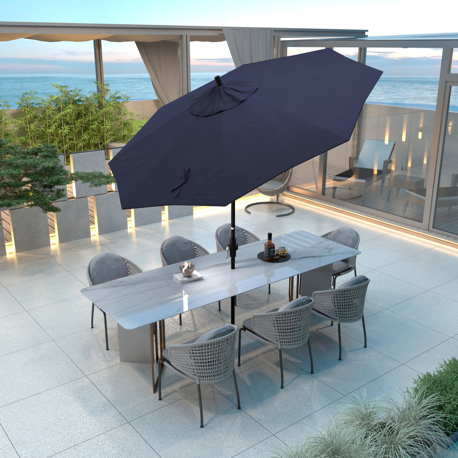 Timeout 108'' Outdoor Umbrella, Navy Blue- Olefin