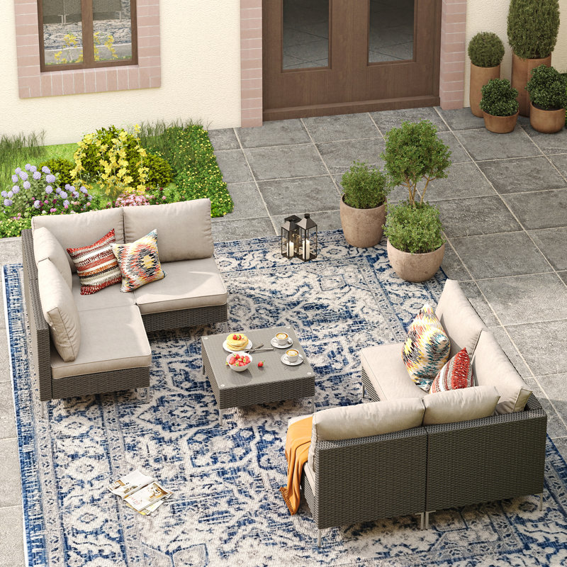 Ensemble de conversation pour 6 personnes, Gris