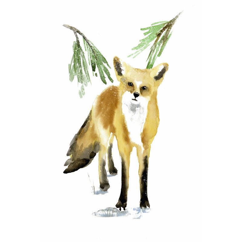 Snowy Fox II - Print, 122 cm H x 81 cm W, Black Floater Frame