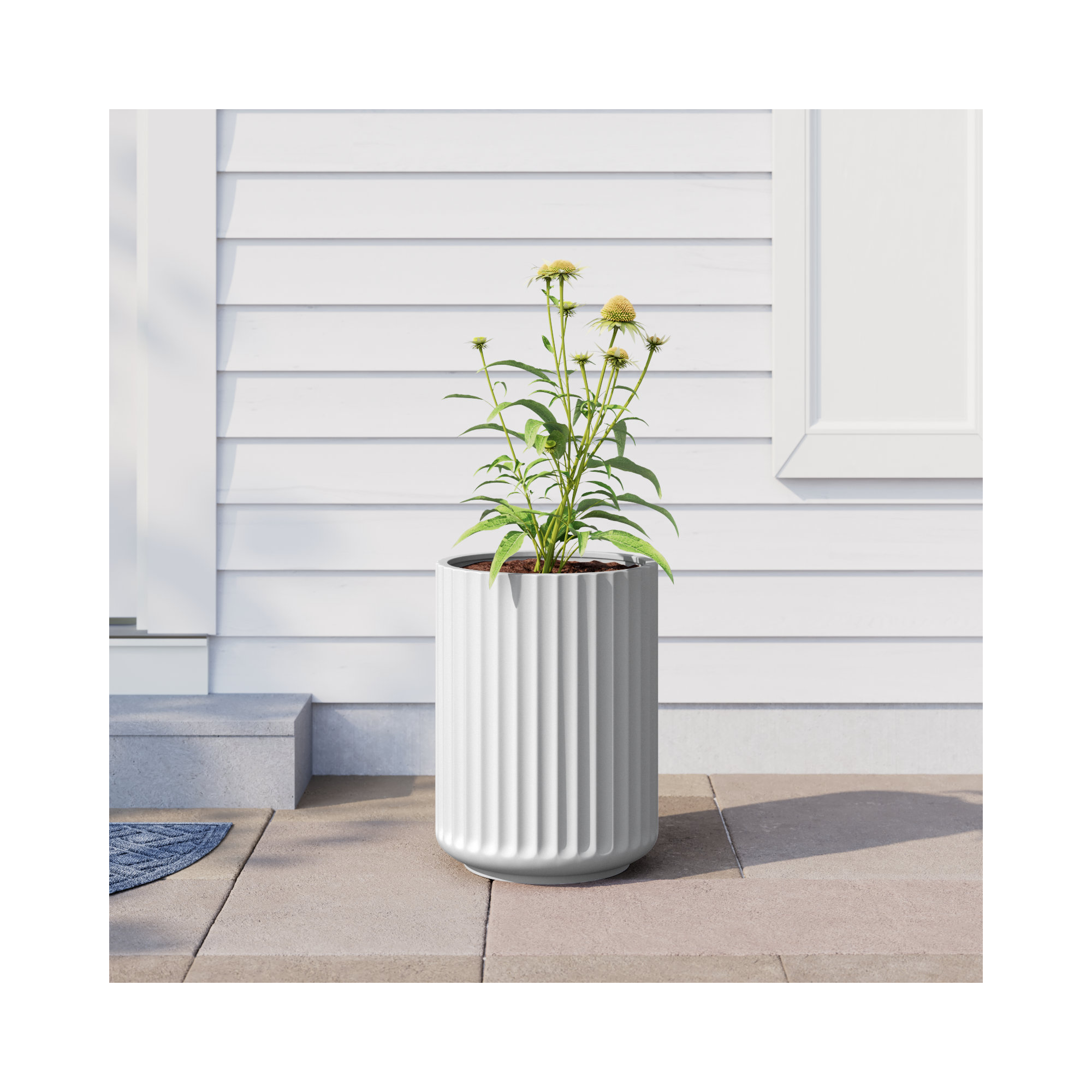 Allenville Fiberstone Planter, White, 19" H x 14" W x 14" D