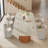 78.7" Stone Kitchen Dining Table For 8 With Solid Wood Legs, Travertine Slab Top, Semi-Circular Stripe Base