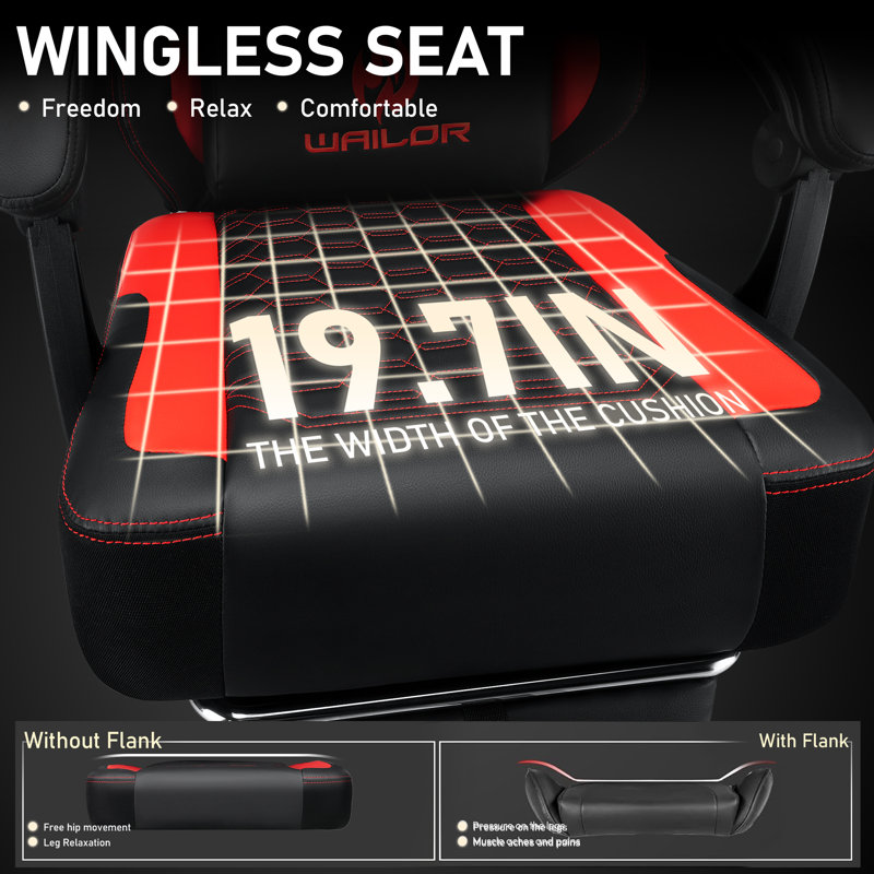 Red and Black Ergonomic Gaming Chair with Massage and Footrest