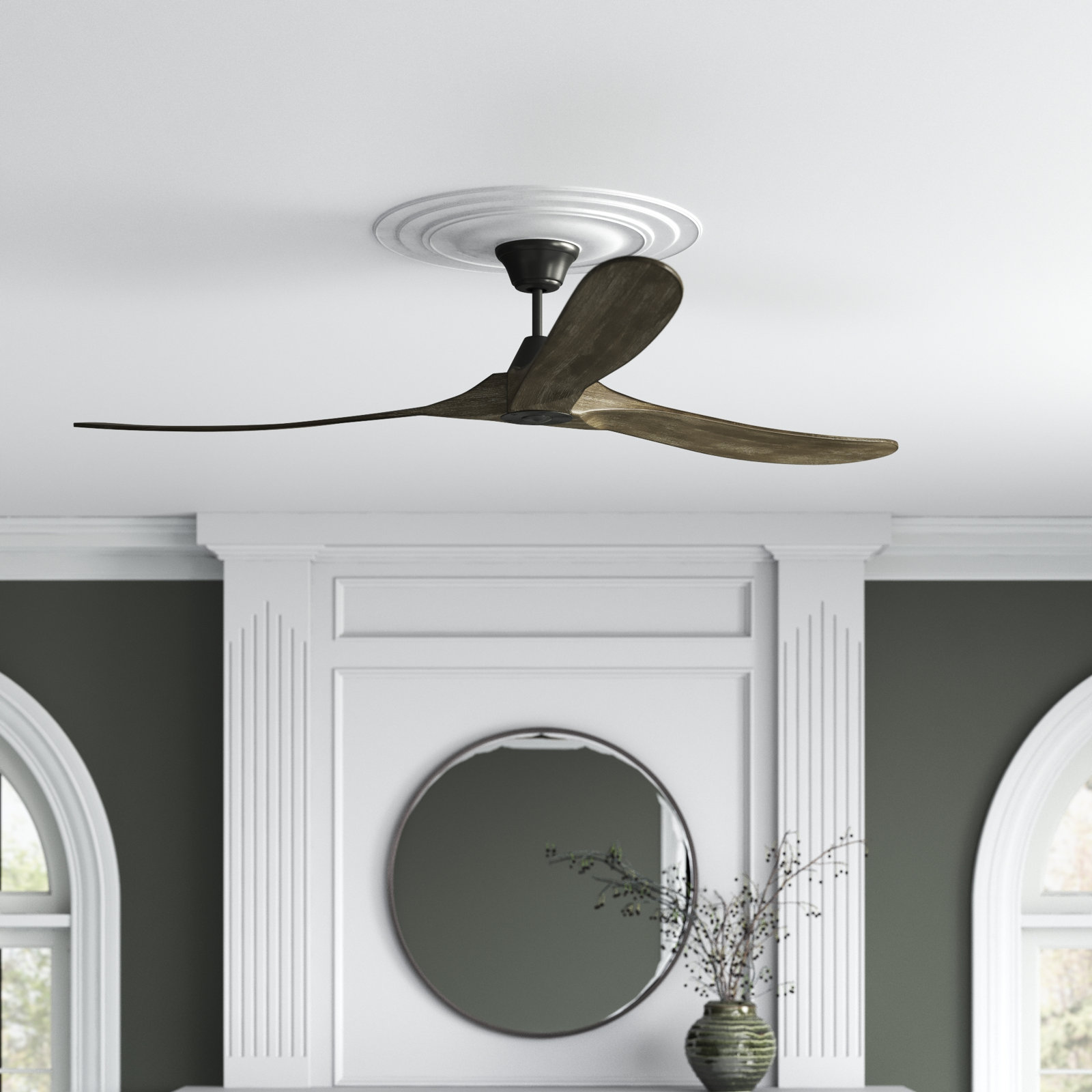 Obsidian Ceiling Fan, Aged Pewter with Light Grey Weathered Oak Blades, 60"