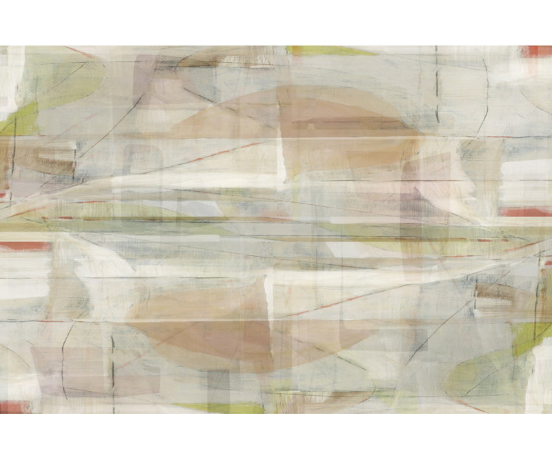 Muted Abstract Layers by Cartissi — Abstract Wall Art, 60 × 40, Matted Framed Print, White