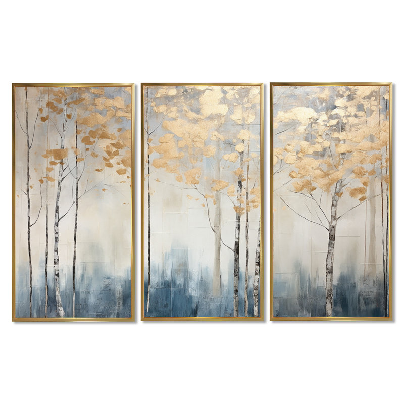 Cronk - Forest Wall Art Set, Gold Floater Framed, 40" H x 60" W x 1" D