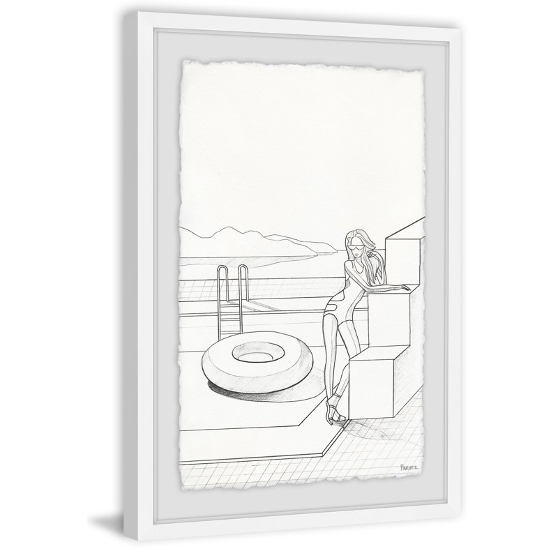 'Floater by the Pool' Framed Print, 12" H x 8" W x 1.5" D