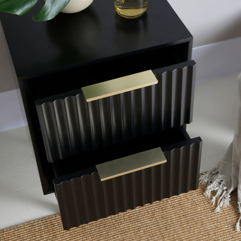 38cm W Manufactured Wood Bedside Table, Black