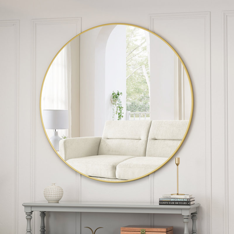 Jeison Metal Round Mirror, Gold, 38" x 38"