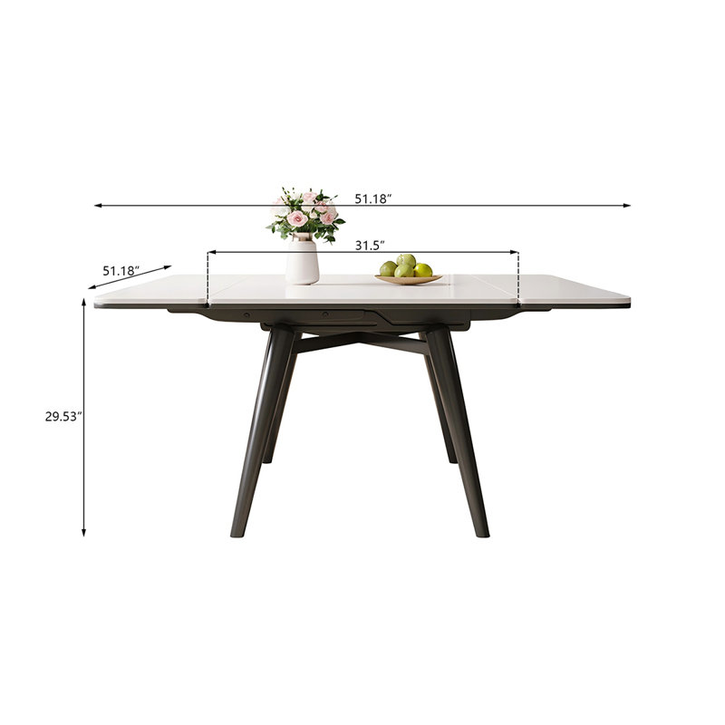 Table de salle à manger Sintered Stone, H 29,53 po x L 51,18 po x l 51,18 po