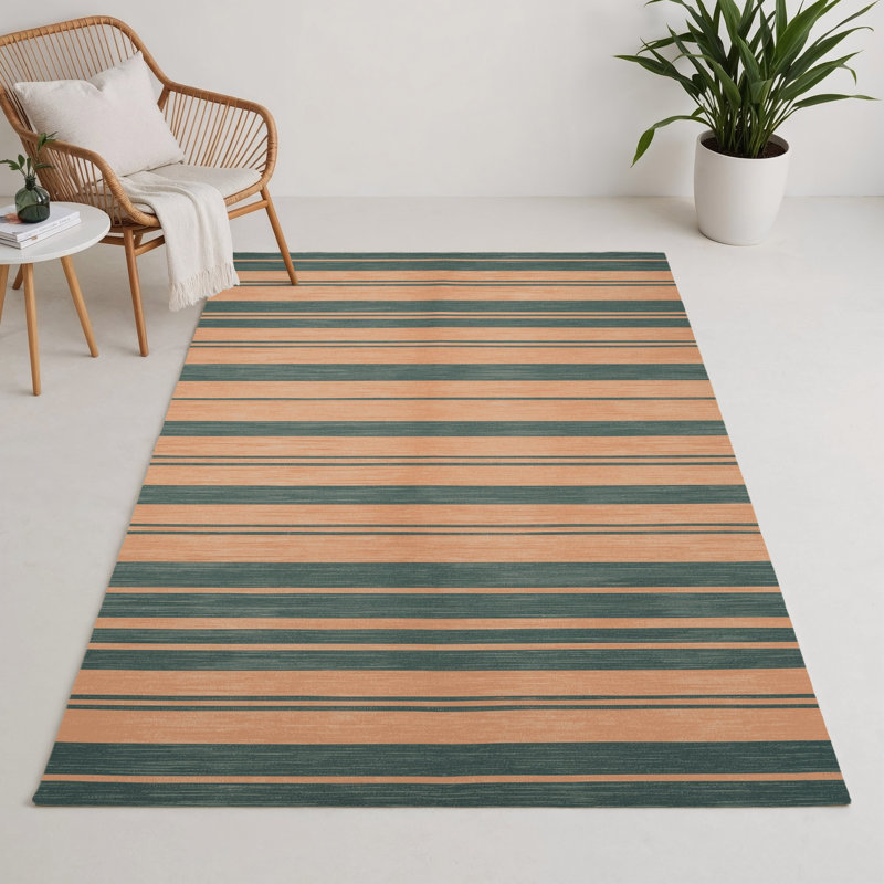 HorizontalStripes Brown Indoor and Outdoor Area Rug, Rectangle 3' x 5'