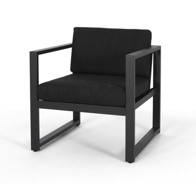 Fashion Outdoor Club Furniture - Aluminum Frame, Dark Gray Water- Pad, 25.05"H X 26.75"D 25.73"W Chair Cushion On Structure,