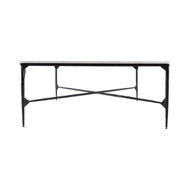 Table basse 42 po carrée en marbre et fer véritable noir et blanc